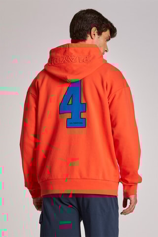 Sweat polaire à capuche - Orange