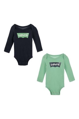 2 Bodysuits - Wit, blauw en groen
