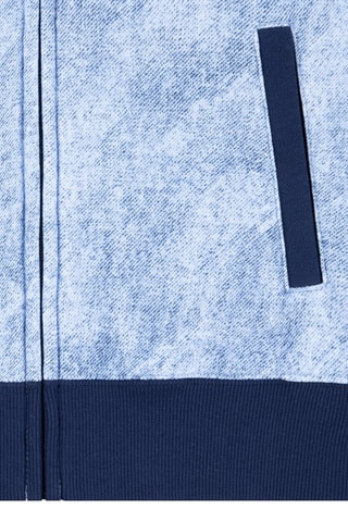 Sweater van 2 materialen met Trompe-l’oeil effect - Blauw