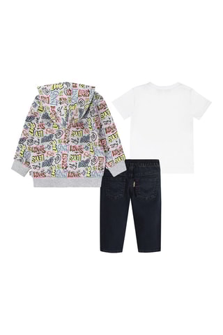 3-delige Set - Wit, rood, blauw en grijs