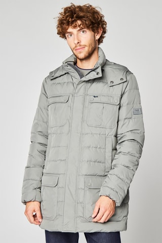 Gewatteerde Jas met Capuchon Lichtgrijs