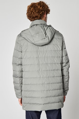 Gewatteerde Jas met Capuchon Lichtgrijs