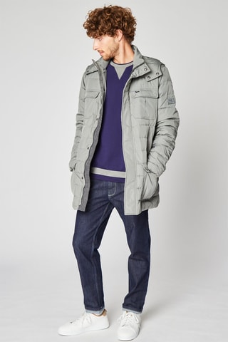 Gewatteerde Jas met Capuchon Lichtgrijs