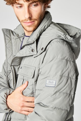 Gewatteerde Jas met Capuchon Lichtgrijs