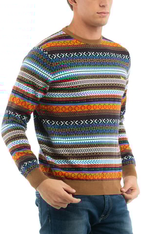 Camisola de lã - Castanho e laranja