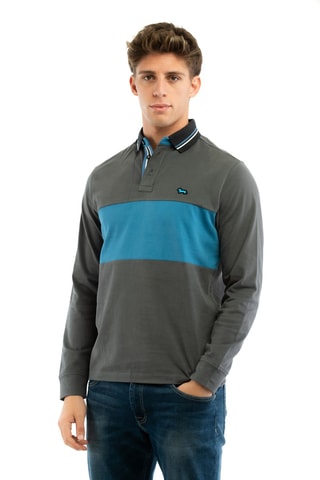 Polo - Cinzento e azul-cobalto