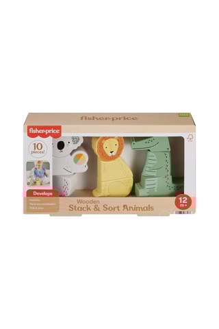 Animais de madeira para empilhar e ordenar da Fisher-Price - 10 peças - A partir dos 12 meses