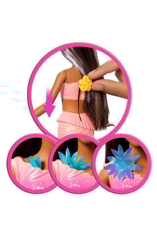 Sereia Flor Mágica Boneca Barbie de cabelos castanhos compridos - A partir dos 36 meses