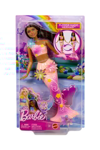 Sereia Flor Mágica Boneca Barbie de cabelos castanhos compridos - A partir dos 36 meses