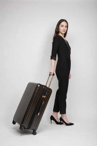 Bamboezijden Grote Trolley Jesco - Zwart en Bruin - 77 cm