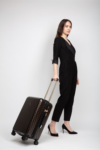 Bamboezijden Weekendtrolley Jesco - Zwart en Bruin - 64 cm