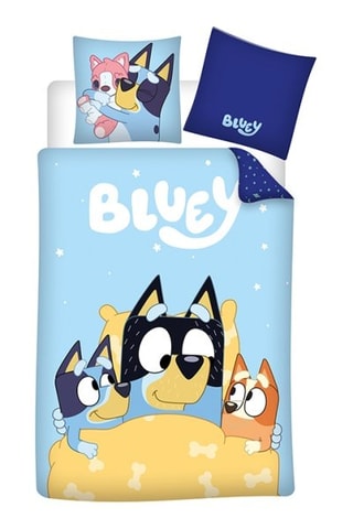 Parure de couette en coton 80 fils/cm² Bluey - Bleu et orange