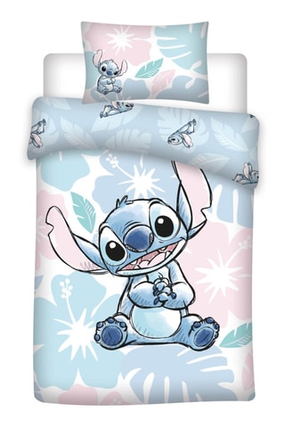 Parure de couette en coton 52 fils/cm² Stitch Lilo et Stich Disney - Bleu