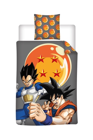 Parure de couette Dragon Ball Z - Gris et orange - 140 x 200 cm