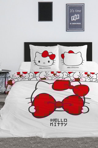 Parure de couette Hello Kitty - Blanc et rouge -240 x 220 cm