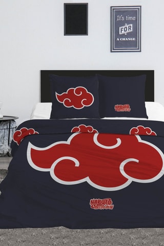 Parure de couette Naruto Shippuden - Bleu marine et rouge - 240 x 220 cm