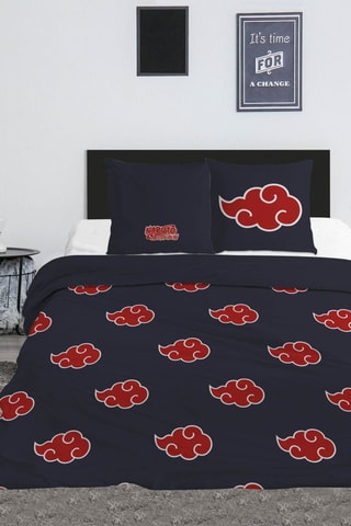 Parure de couette Naruto Shippuden - Bleu marine et rouge - 240 x 220 cm