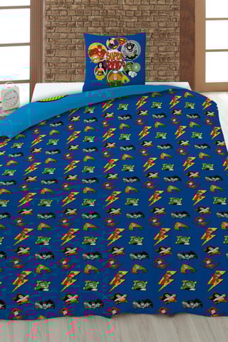 Parure de couette en coton 52 fils/cm² La Ligue des Justiciers DC Comics - Bleu