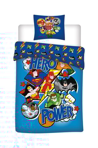 Parure de couette en coton 52 fils/cm² La Ligue des Justiciers DC Comics - Bleu