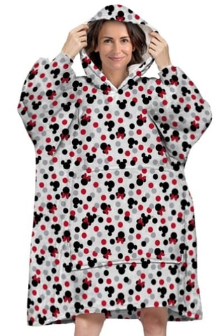 Poncho à capuche Adulte Mickey et Minnie Disney - Blanc et rouge