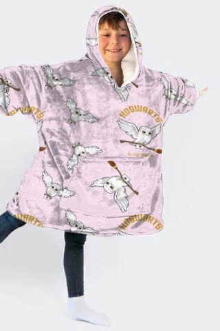 Poncho à capuche 7-14 ans Hedwige Harry Potter - Rose poudré et blanc