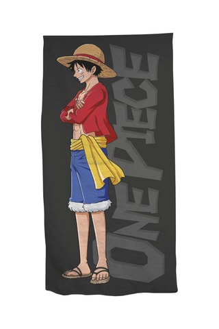 Serviette de plage Monkey D. Luffy One Piece - Gris et rouge - 70 x 140 cm