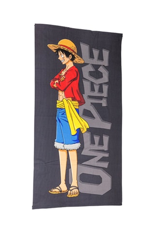 Serviette de plage Monkey D. Luffy One Piece - Gris et rouge - 70 x 140 cm