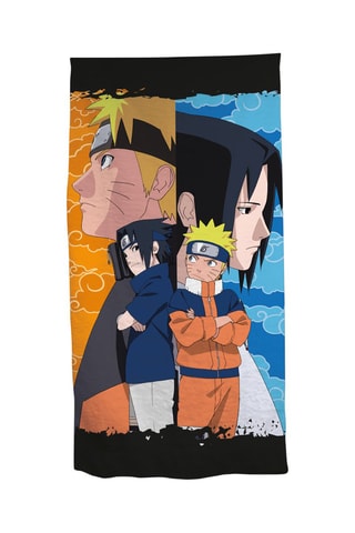 Serviette de plage Naruto et Sasuke Uchiwa Naruto - Bleu et orange - 70 x 140 cm
