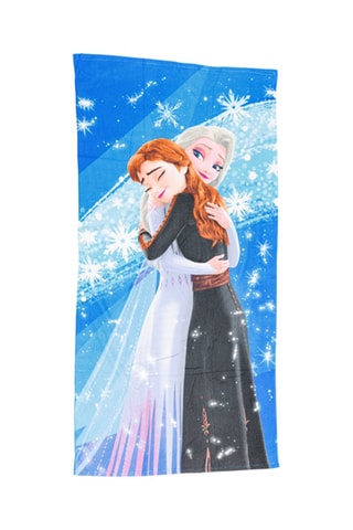 Serviette de plage Elsa et Anna La Reine des Neiges Disney - Bleu - 70 x 140 cm