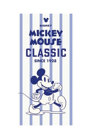 Serviette de plage Mickey Disney - Bleu et blanc - 70 x 140 cm