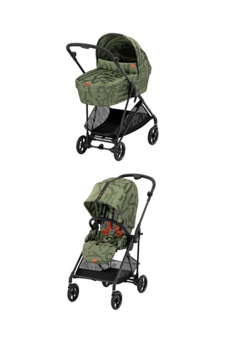 Poussette Melio Street B - Vert - De la naissance à 3 ans - Jusqu'à 15 kg et Nacelle Melio Cot Street - Vert - De la naissance à 6 mois - Jusqu'à 9 kg
