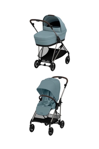 	Poussette Melio UK RB - Bleu - Dès la naissance - Jusqu'à 15 kg et Nacelle Melio Cot UK - Bleu - De la naissance à 6 mois - Jusqu'à 9 kg