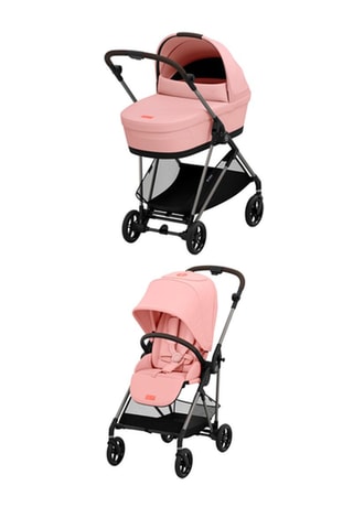 Poussette Melio UK RB - Rose - Dès la naissance - Jusqu'à 15 kg et Nacelle Melio Cot UK - Rose - De la naissance à 6 mois - Jusqu'à 9 kg