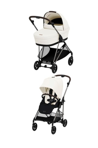 Poussette Melio UK RB - Blanc - Dès la naissance - Jusqu'à 15 kg et Nacelle Melio Cot UK - Blanc - De la naissance à 6 mois - Jusqu'à 9 kg