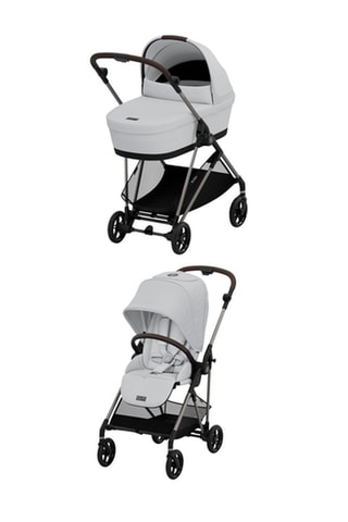 Poussette pliable Melio - Gris - Dès la naissance - Jusqu'à 15 kg et Nacelle Melio Cot - Gris - De la naissance à 6 mois - Jusqu'à Jusqu'à 9 kg
