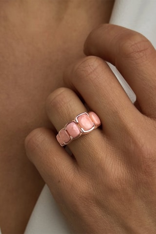 Bague - Argent plaqué or jaune et opales