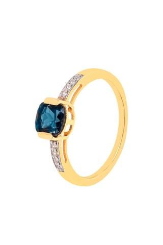 Bague - Argent plaqué or jaune, topaze et zircons