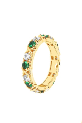 Bague - Argent plaqué or jaune et zircons