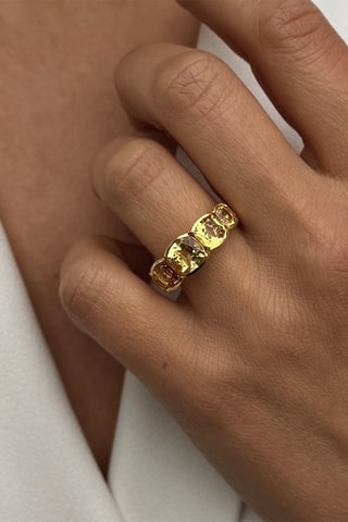 Bague - Argent plaqué or jaune et citrines