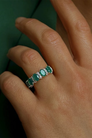 Bague - Argent plaqué or jaune, onyx et zircons