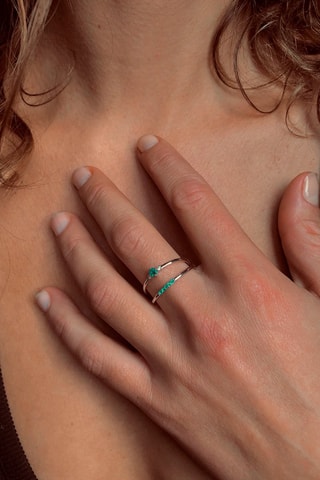 Bague - Argent plaqué or jaune et émeraudes