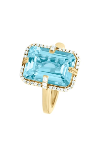 Bague - Argent plaqué or jaune et topaze