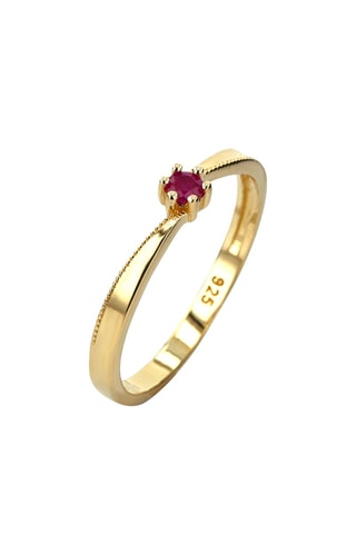 Bague - Argent plaqué or jaune et rubis