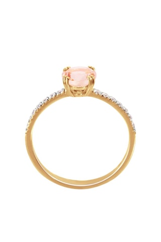 Bague - Argent plaqué à l'or jaune et quartz rose