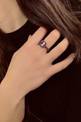 Ring -  Zilver Doublé Roségoud, Amethist en Spinellen