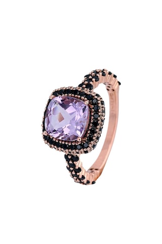 Ring -  Zilver Doublé Roségoud, Amethist en Spinellen