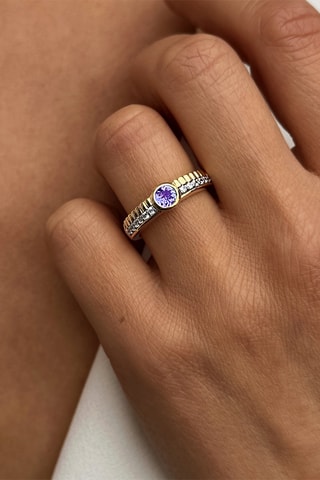 Ring   Zilver Doublé Geelgoud en Tanzanieten 