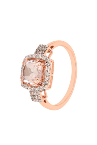 Ring - Zilver Doublé Roségoud, Kwarts en Zirkonia