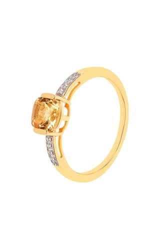 Ring - Zilver Doublé Geelgoud, Citrien en Zirkonia