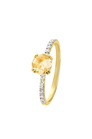 Bague - Argent plaqué or jaune et citrine